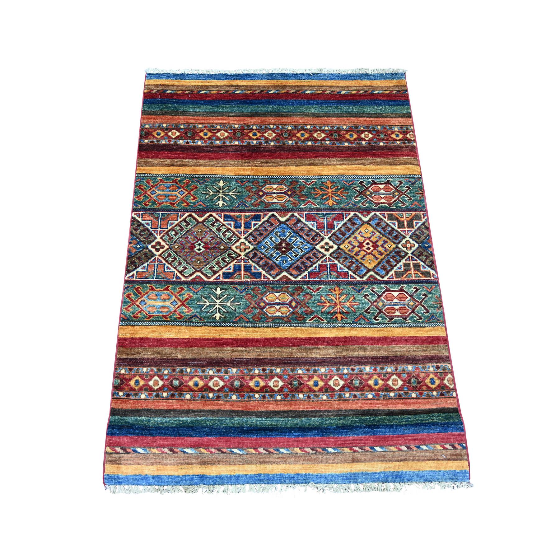 Teal Green, Afghan Super Kazak with Khorjin Design, Hand Knotted, Soft and Velvety Wool, Vegetable Dyes, Sample, Mat, Oriental Rug